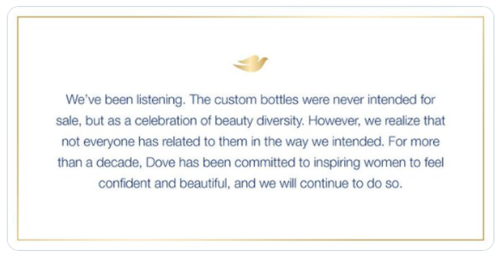 Dove statement to body shape campaign